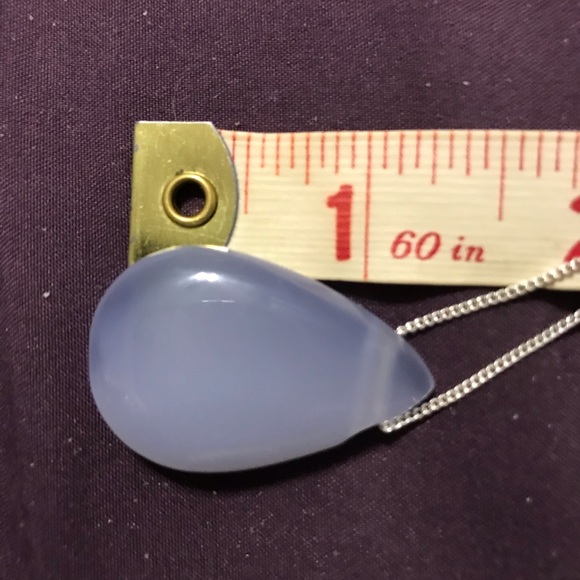 New Sterling Silver Blues Teardrop Blue Chalcedony Necklace Pendant Crystal - Picture 8 of 15